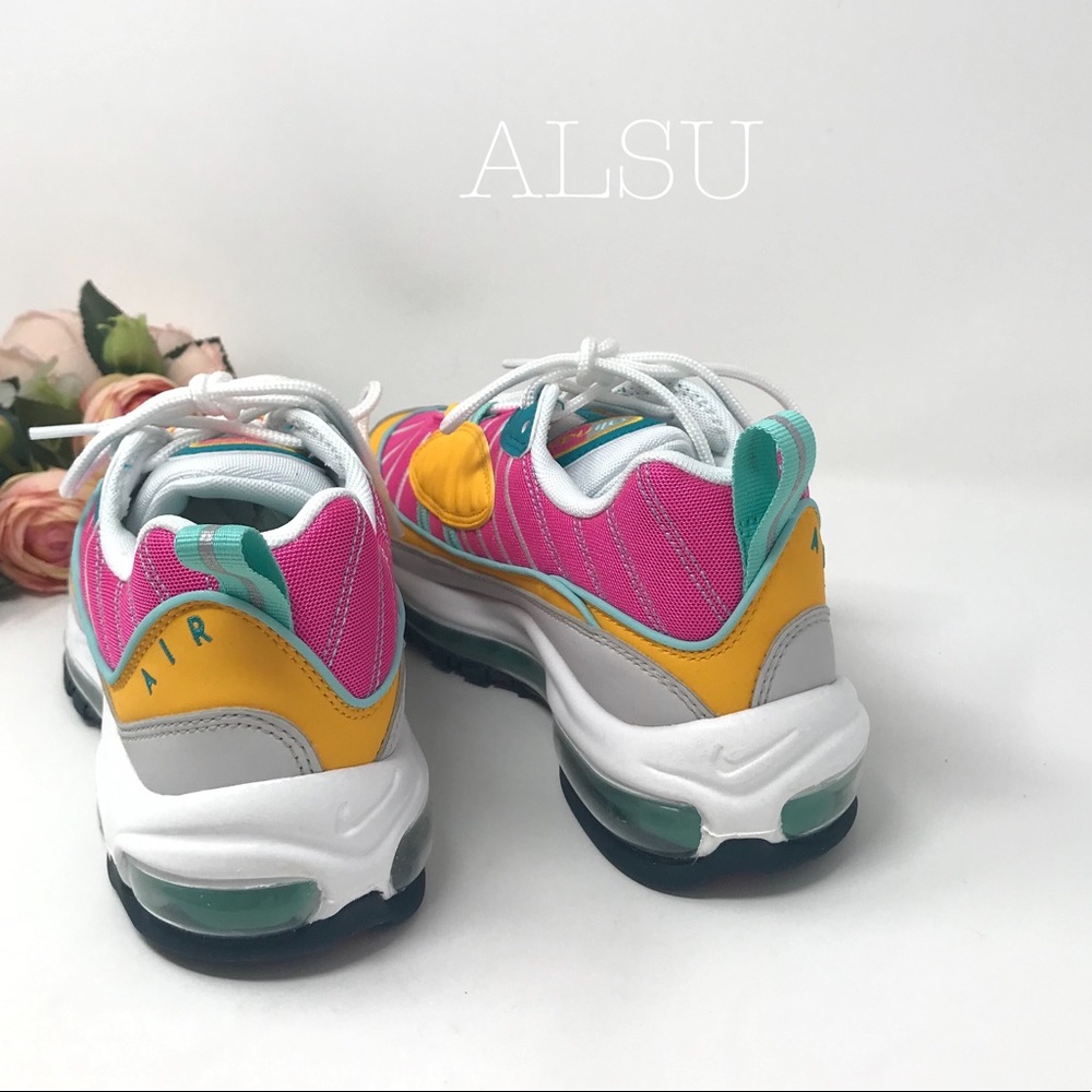 Nike Air Max 98 Spirit Teal Pink Yellow Green W - Picture 6 of 8